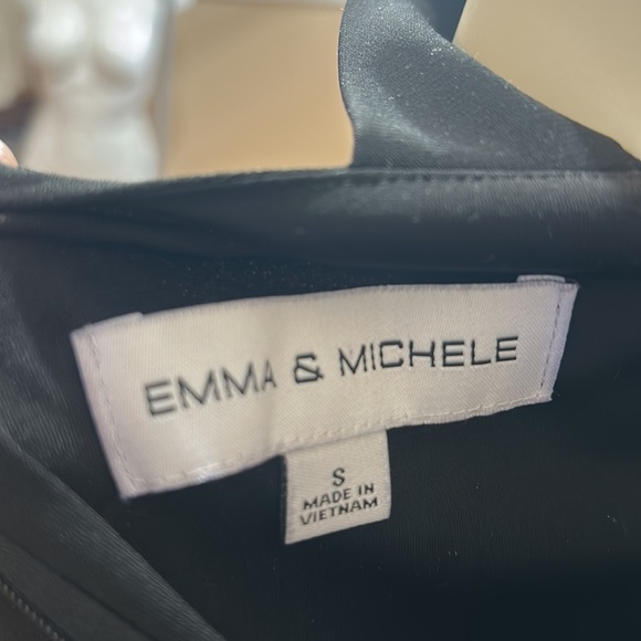 EMMA & MICHELE BLACK JUMPSUIT ONE SHOULDER STUDDED AND ONE SHAWL ELASTIC WAIST S - Picture 10 of 10